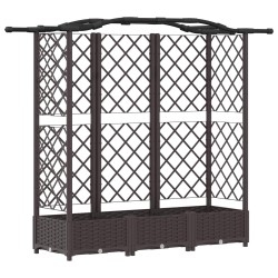 Lit Élevé avec Treillis et Toit Marron 163 x 40 x 123 cm PP 647271647271