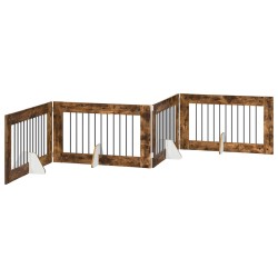 Porte de chien pliable avec supports 4 pcs Chêne fumé 401 cm 647272647272