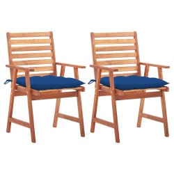 Chaises à manger d'extérieur lot de 2 et coussins Acacia massif 647275647275