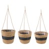 Paniers à plantes en herbe de mer 3 pcs Naturel et noir 647280647280