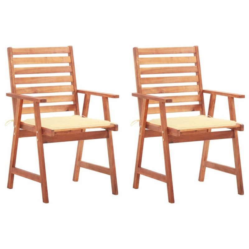 Chaises à manger d'extérieur lot de 2 et coussins Acacia massif 647281647281