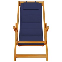 Chaise pliante avec accoudoirs en bois d'acacia bleu et textilène 647283647283