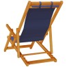 Chaise pliante avec accoudoirs en bois d'acacia bleu et textilène 647283647283