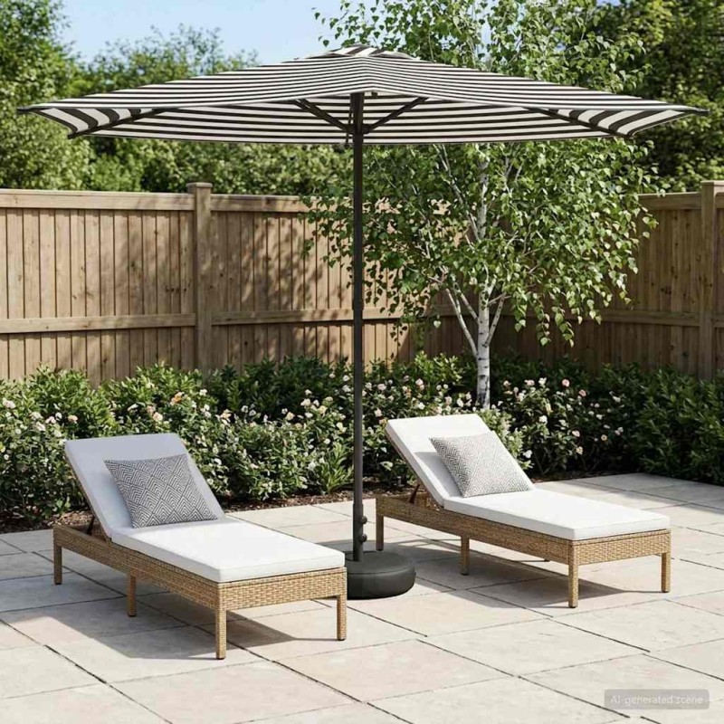 Parasol de jardin avec base 270 x 270 cm Polyester 647289647289