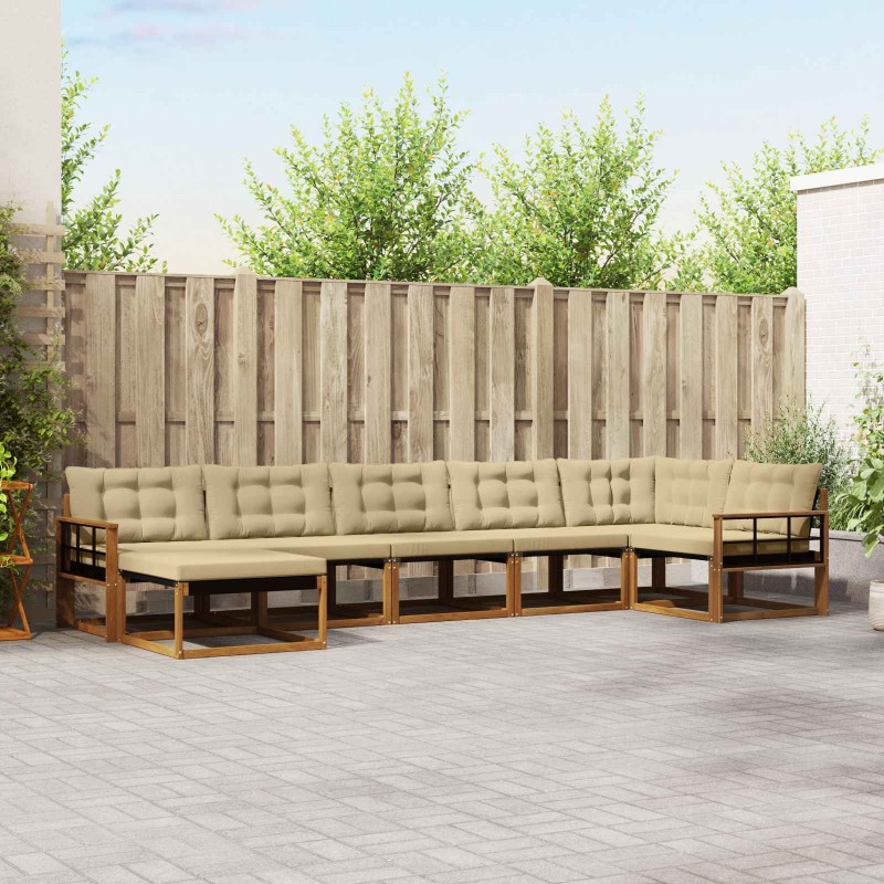Ensemble de canapés d'extérieur 7 pcs Naturel et Beige 647299647299
