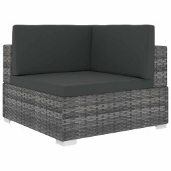 Chaise d'angle sectionnelle avec coussins résine tressée gris 647304647304