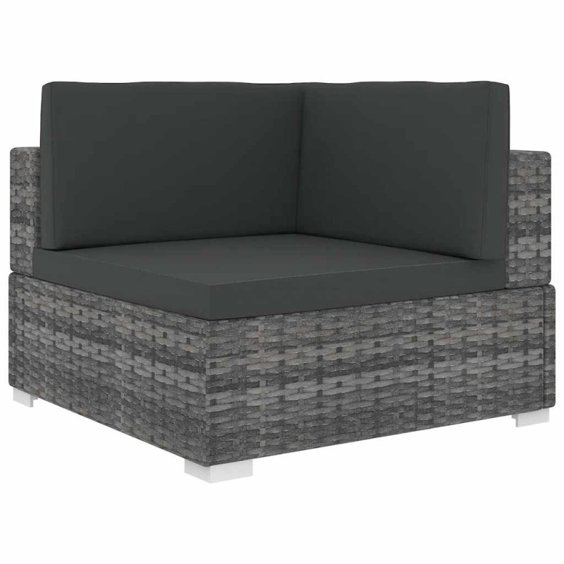 Chaise d'angle sectionnelle avec coussins résine tressée gris 647304647304