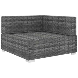 Chaise d'angle sectionnelle avec coussins résine tressée gris 647304647304
