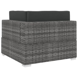 Chaise d'angle sectionnelle avec coussins résine tressée gris 647304647304