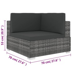 Chaise d'angle sectionnelle avec coussins résine tressée gris 647304647304