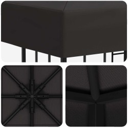 Pavillon 3 x 3 m Anthracite Polyester et Acier 190 gsm 647305647305