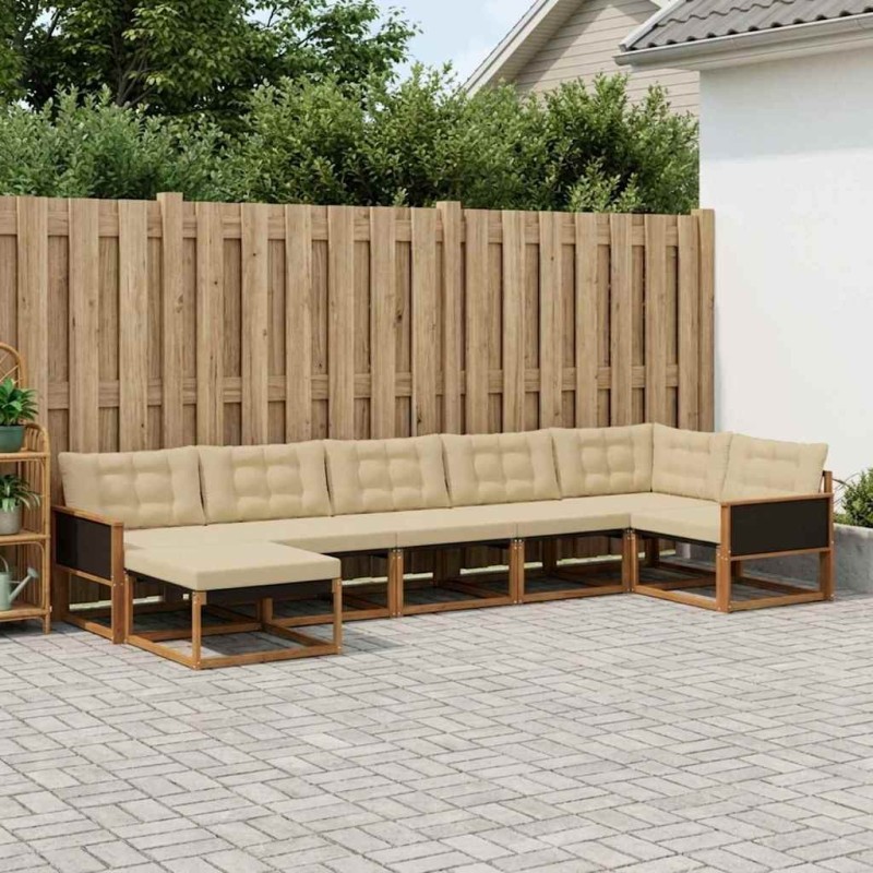 Ensemble de canapés d'extérieur 7 pcs Naturel et Beige 647307647307