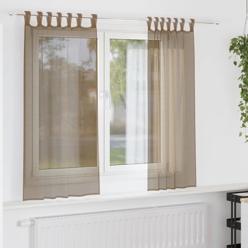Voilages à œillets 2 pcs marron clair 140 x 140 cm 647311647311
