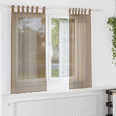 Voilages à œillets 2 pcs marron clair 140 x 140 cm 647311647311