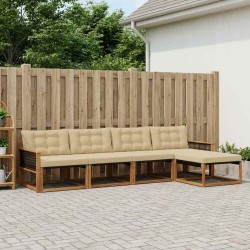 Ensemble de canapés d'extérieur 5 pcs Naturel et Beige 647313647313