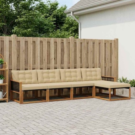 Ensemble de canapés d'extérieur 5 pcs Naturel et Beige 647313647313