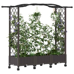 Potager surélevé avec treillis et roues Marron PP 647314647314