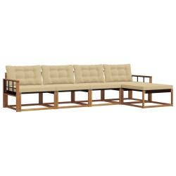 Ensemble de canapés d'extérieur 5 pcs Naturel et Beige 647317647317