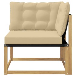 Canapé d'angle extérieur Bois d'acacia massif et Textilène 647327647327