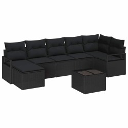 Ensemble de Canapés avec coussin 8 pcs Noir polyrotin 647328647328
