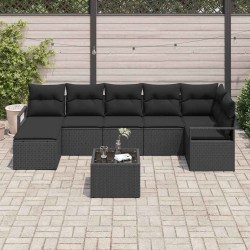 Ensemble de Canapés avec coussin 8 pcs Noir polyrotin 647328647328