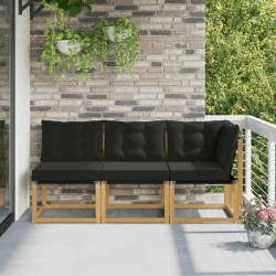 Canapé d’extérieur milieu et coin avec coussin 3 Pièce Blanc 647330647330