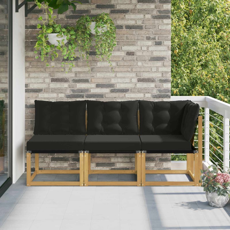 Canapé d’extérieur milieu et coin avec coussin 3 Pièce Blanc 647330647330