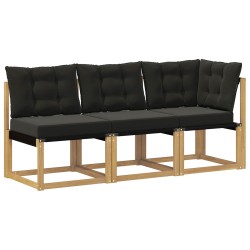 Canapé d’extérieur milieu et coin avec coussin 3 Pièce Blanc 647330647330