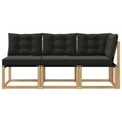 Canapé d’extérieur milieu et coin avec coussin 3 Pièce Blanc 647330647330