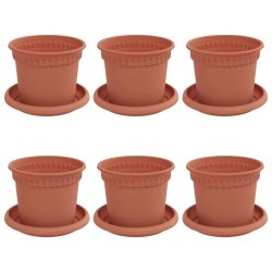Pots de plantes 6 pcs Rouge brique Ø 12,5 x 10 cm Plastique 647335647335