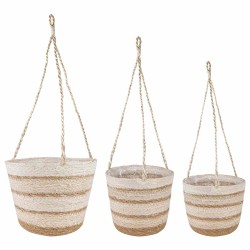 Paniers à plantes en herbe de mer 3 pcs Naturel, Blanc et Beige 647337647337