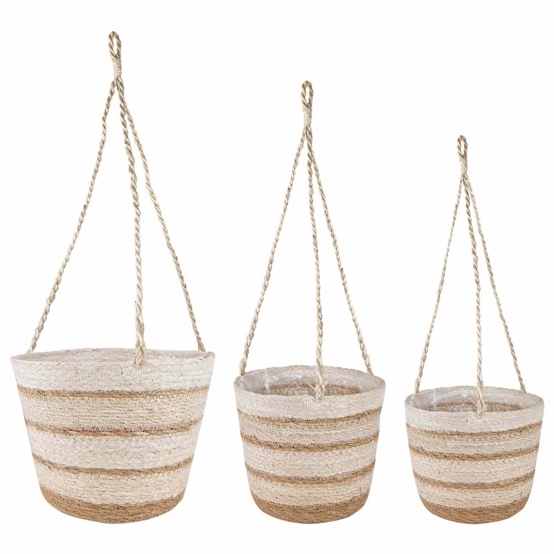 Paniers à plantes en herbe de mer 3 pcs Naturel, Blanc et Beige 647337647337