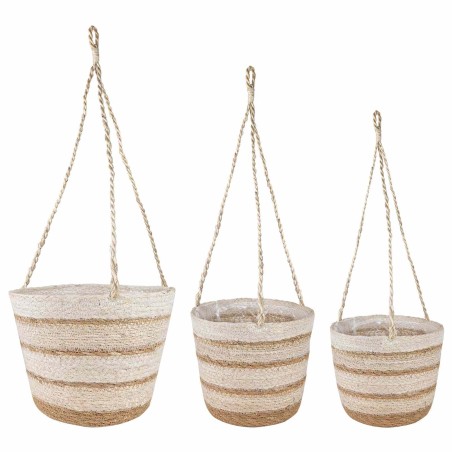 Paniers à plantes en herbe de mer 3 pcs Naturel, Blanc et Beige 647337647337