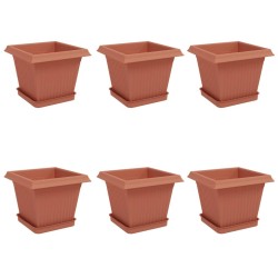 Pots de plantes 6 pcs Rouge brique 20 x 20 x 16 cm Plastique 647341647341