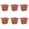 Pots de plantes 6 pcs Rouge brique 20 x 20 x 16 cm Plastique 647341647341
