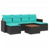 Ensemble de canapé de jardin 7 pcs avec coussins noir résine tressée 647342647342