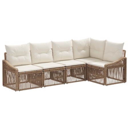 Ensemble de canapé de jardin 5 pcs Beige polyrotin 647351647351