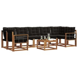 Ensemble de canapés d'extérieur 8 pcs Naturel et Noir 647352647352