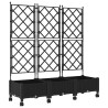 Bac de jardin avec treillis et roues 3 pc Noir PP 647354647354