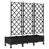 Bac de jardin avec treillis et roues 3 pc Noir PP 647354647354