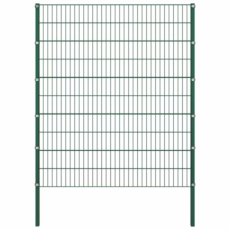 Panneau de clôture avec poteaux en fer 176,5 x 200 cm Vert 647355647355