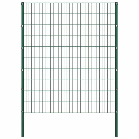 Panneau de clôture avec poteaux en fer 176,5 x 200 cm Vert 647355647355