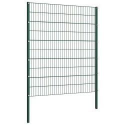Panneau de clôture avec poteaux en fer 176,5 x 200 cm Vert 647355647355