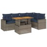 Salon de jardin 6 pcs avec coussins gris résine tressée 647365647365