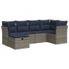 Salon de jardin 6 pcs avec coussins gris résine tressée 647366647366