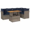 Salon de jardin 6 pcs avec coussins gris résine tressée 647367647367
