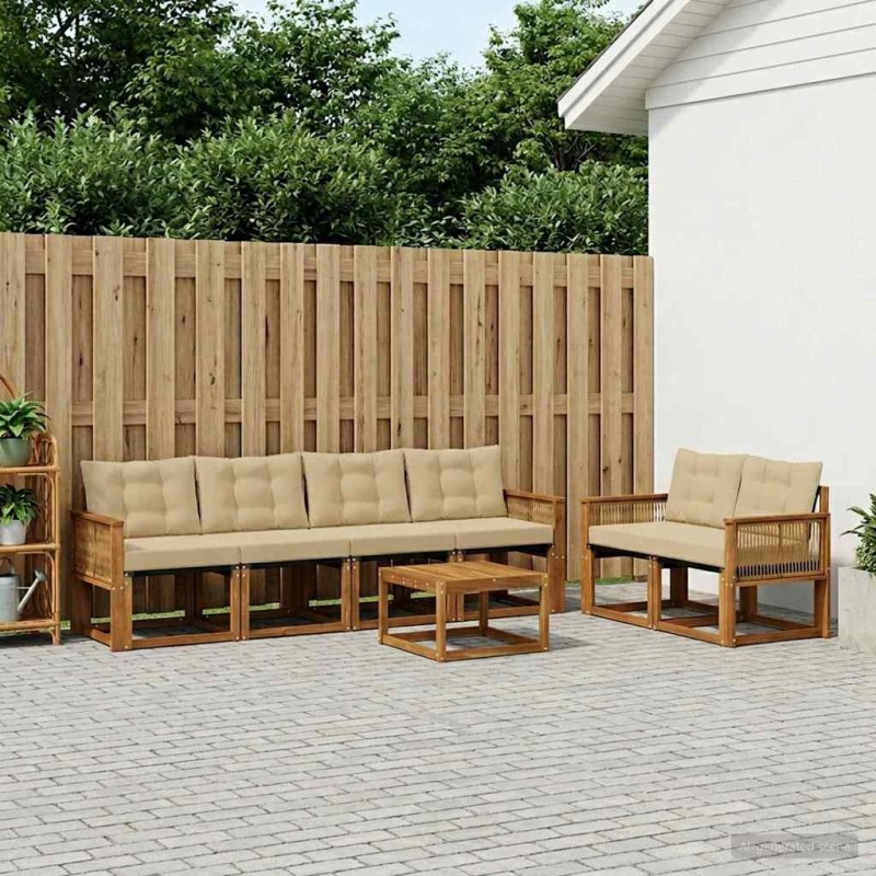 Ensemble de canapés d'extérieur 7 pcs Naturel et Beige 647376647376