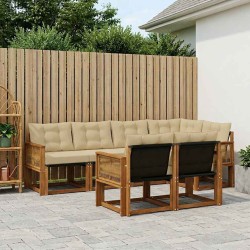 Ensemble de canapés d'extérieur 7 pcs Naturel et Beige 647377647377