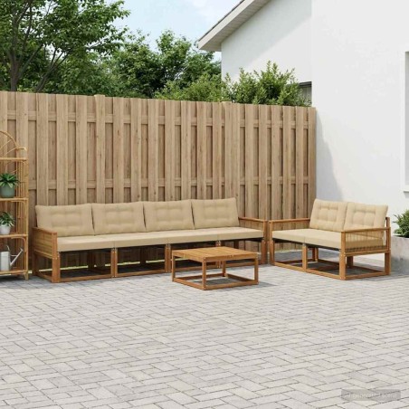 Ensemble de canapés d'extérieur 7 pcs Naturel et Beige 647378647378
