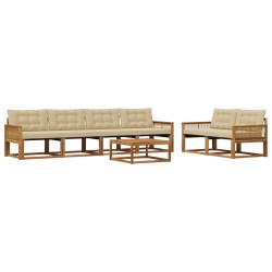 Ensemble de canapés d'extérieur 7 pcs Naturel et Beige 647378647378